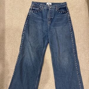 Reformation Cary High Rise Slouchy Wide Leg Jeans Blue - Size 31